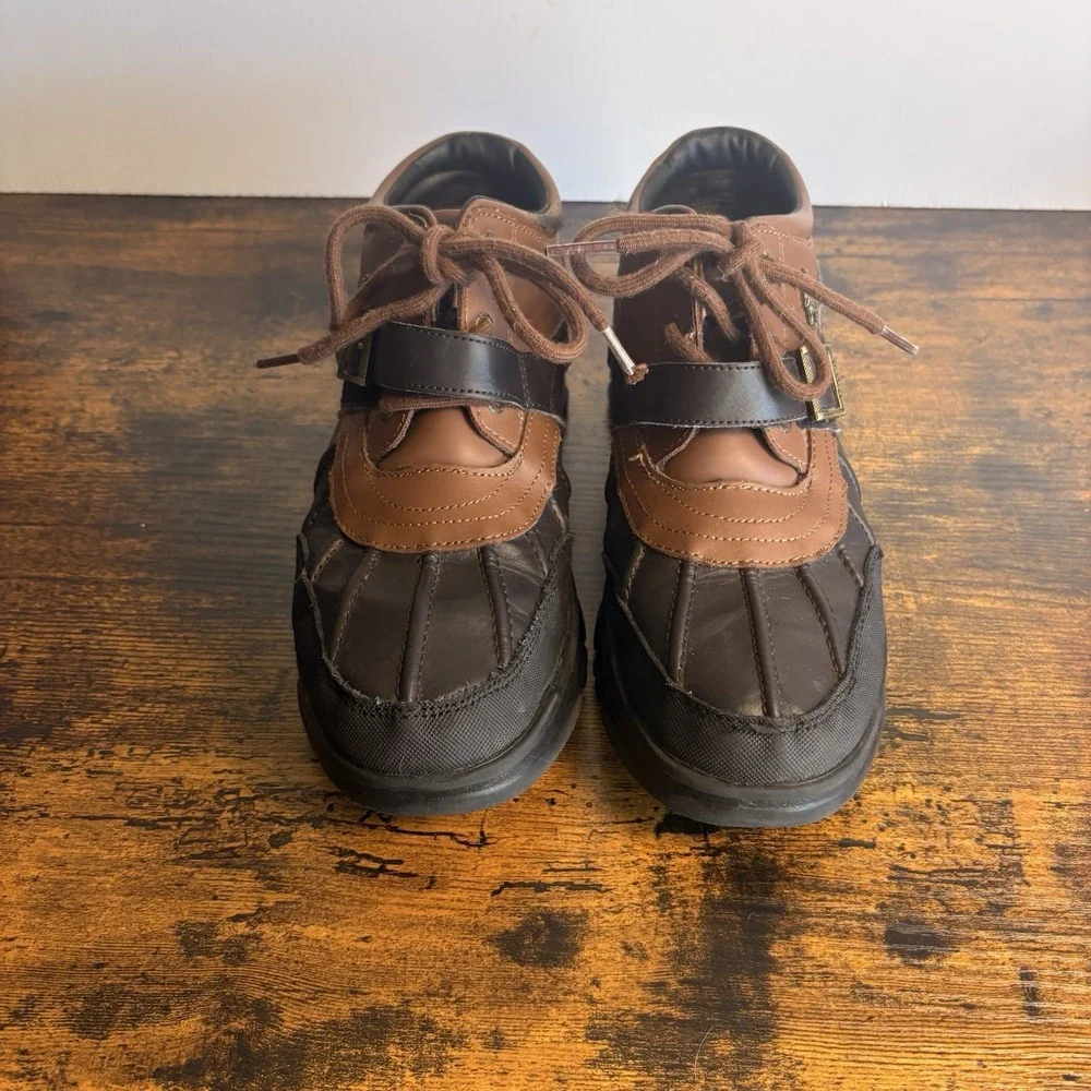 Polo Ralph Lauren Dover‎ Duck Boots Boys Sz 6 Brown Buckle Lace Up Rubber